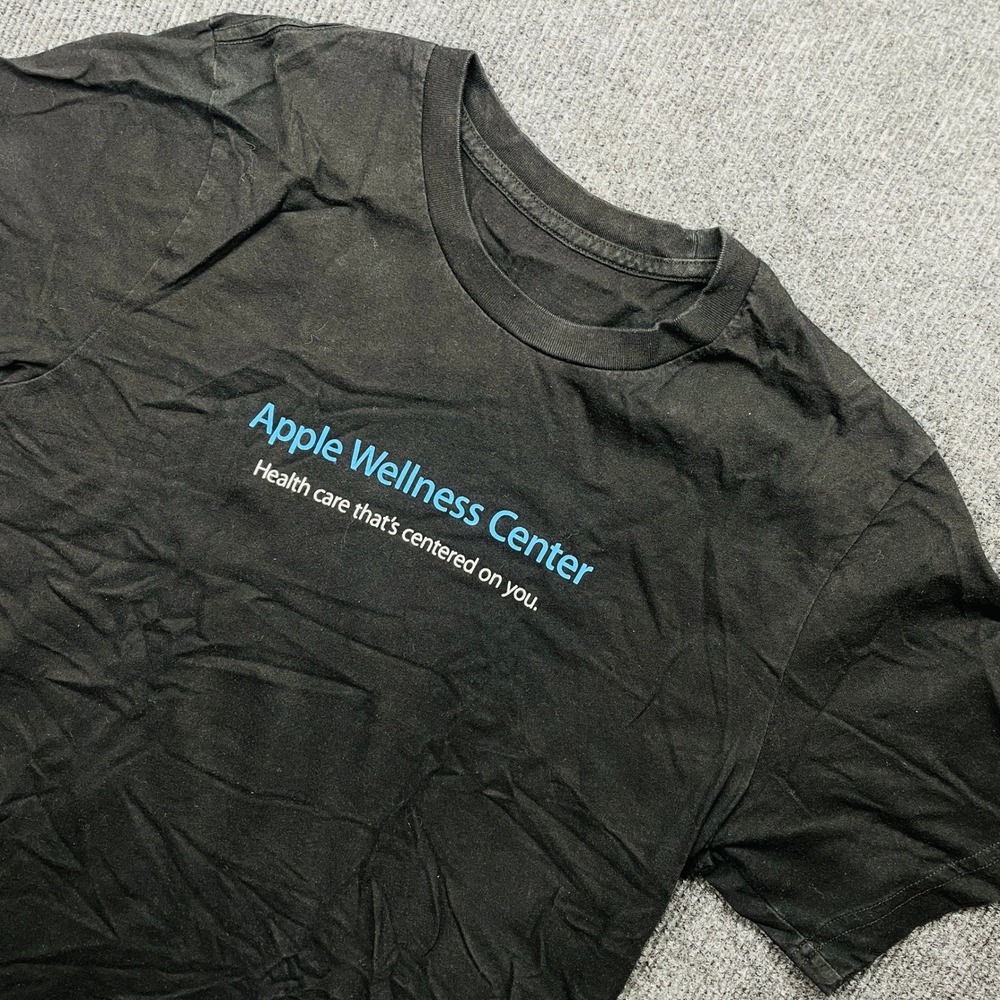 Apple Wellness Center T-Shirt Mens Small Black Employee Promo Tech Graphic Tee
